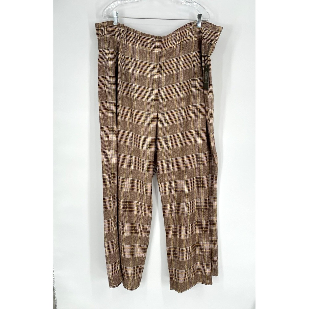 NWT Vince‎ Camuto Women's Plus 22W Birch Plaid Pleated Wide Leg Pant
